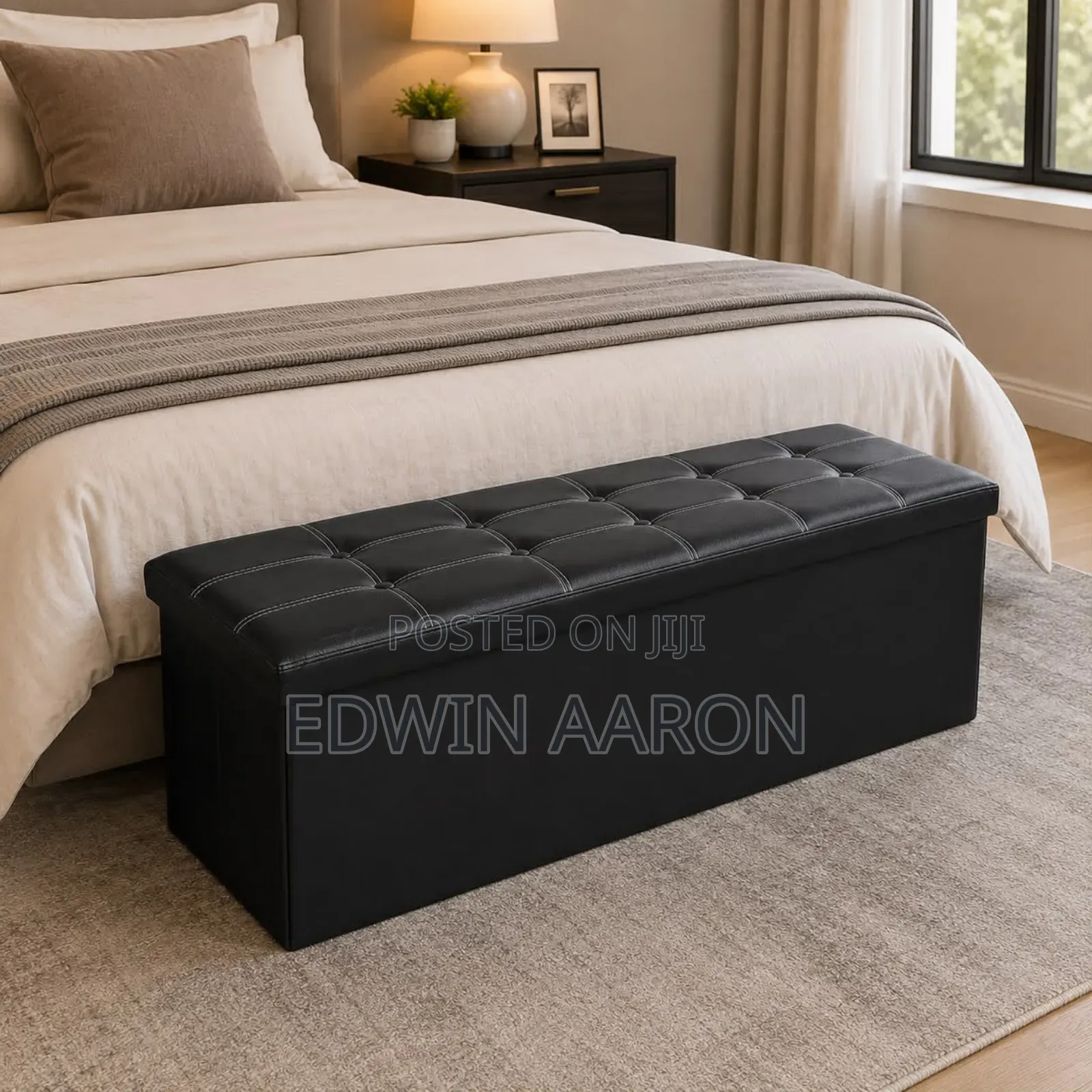 110cm X 38cm X 38cm Big Size Faux Leather Ottoman Storage Box