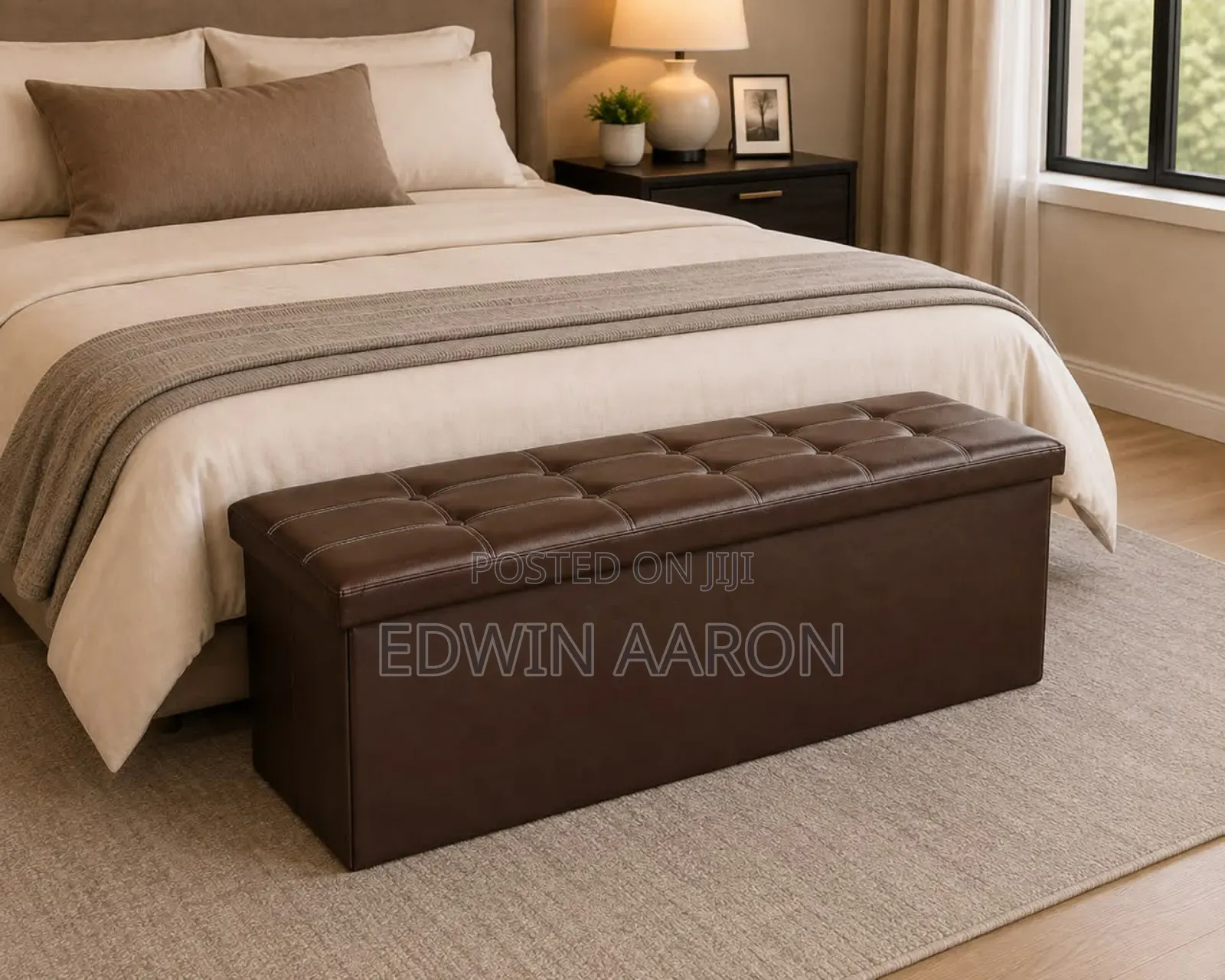 110cm X 38cm X 38cm Big Size Faux Leather Ottoman Storage Box
