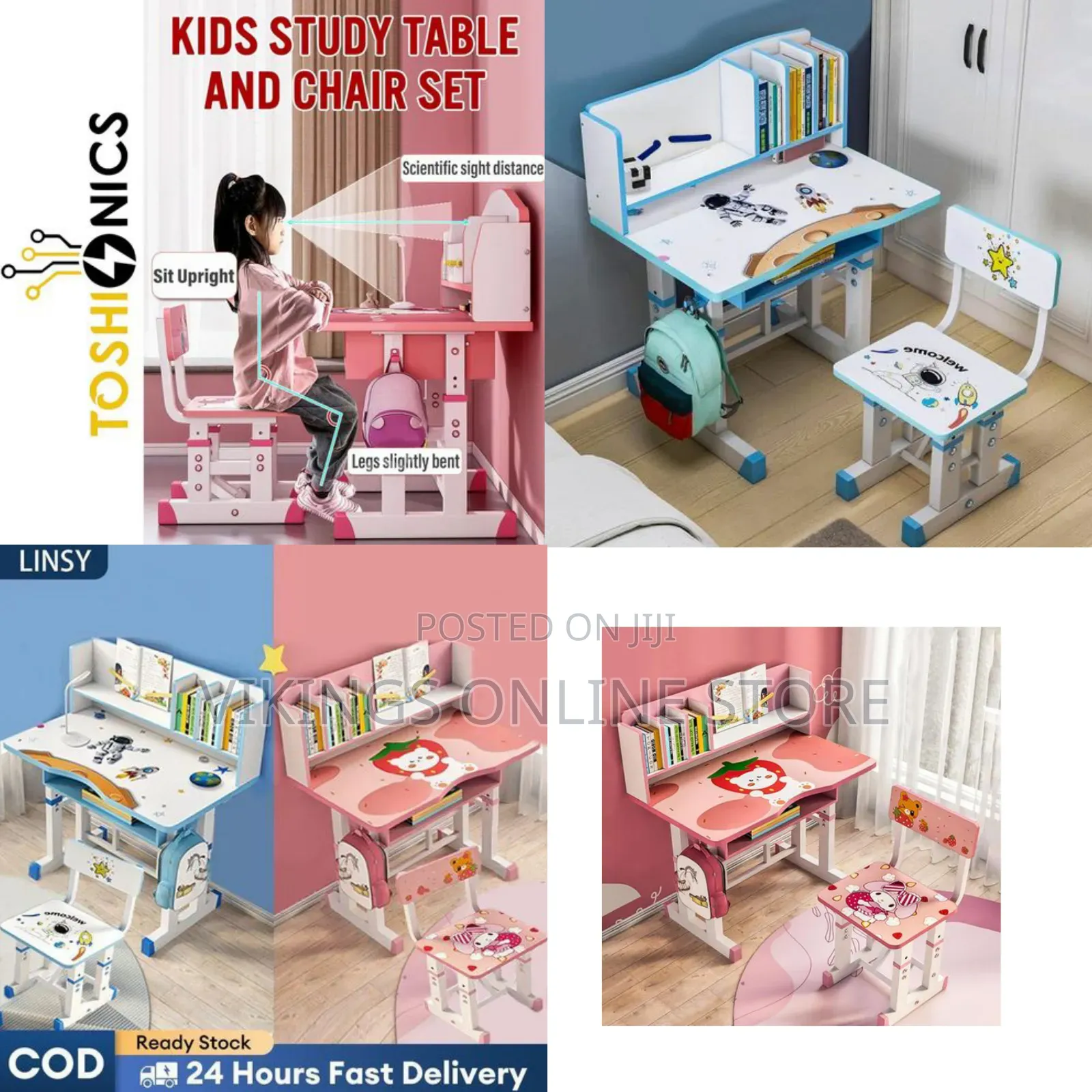 Adjustable Kids Study Desk and Chair Set Educational Table