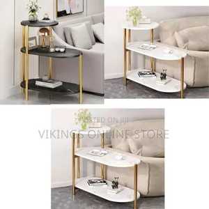 Narrow Nightstand 3 Tiers Faux Storage Marble-Style Small Spaces