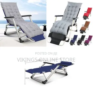 Folding Camping Reclining Deck Chairs With Cushion Outdoor Sun Lounge