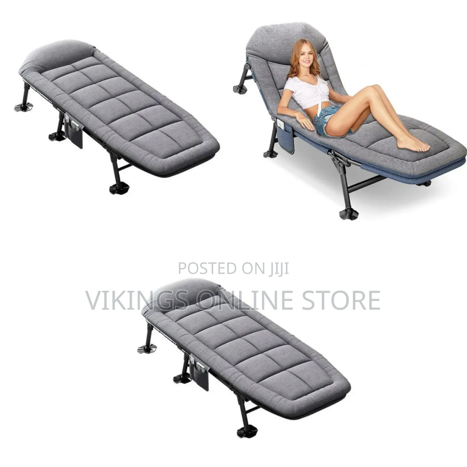 Camping Fishing Chair Portable Reclining Bed Chair With Pillow Outdoor