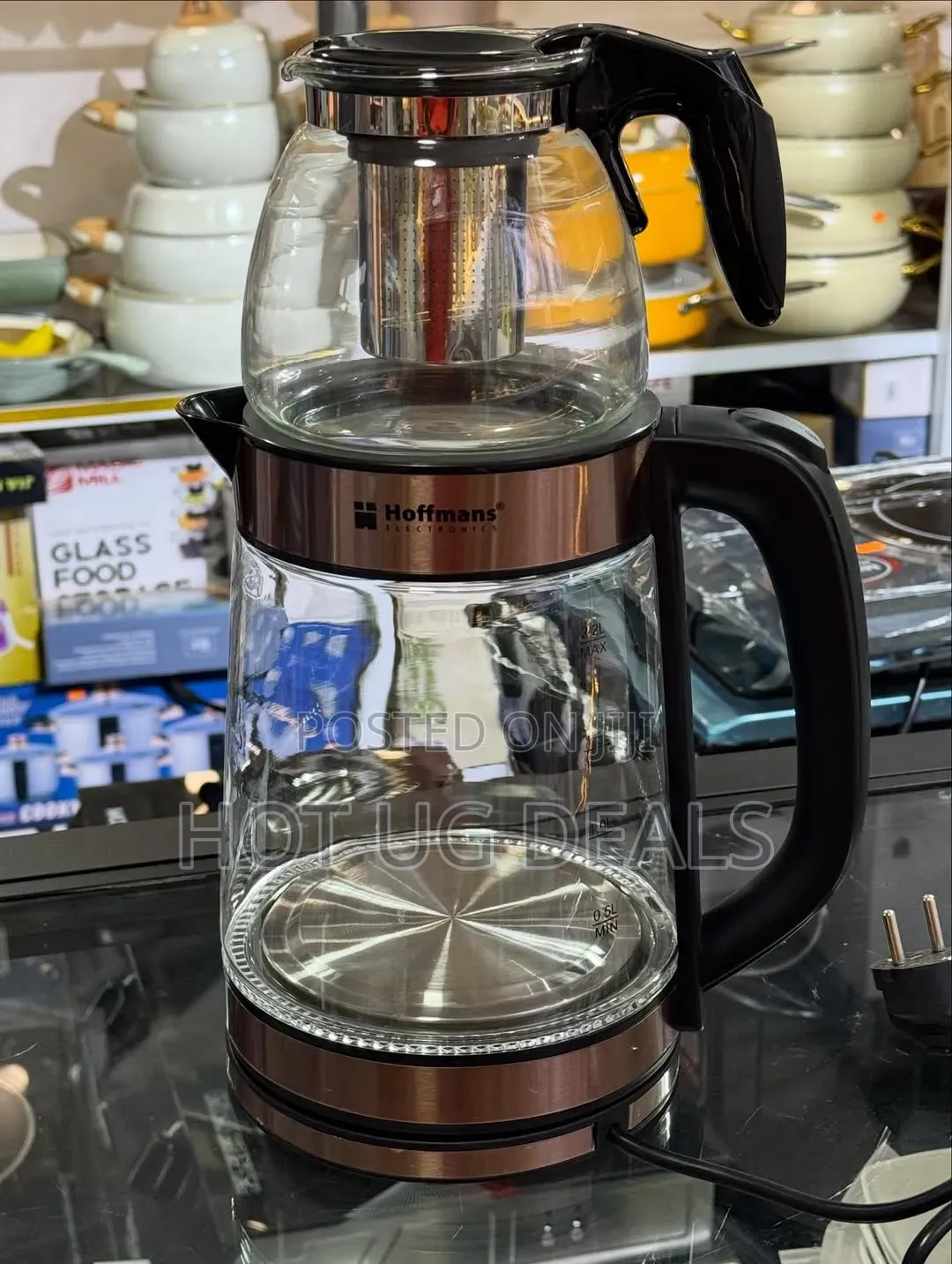 Hoffmans 2.2 Liters Electric Glass Kettle - Transparent