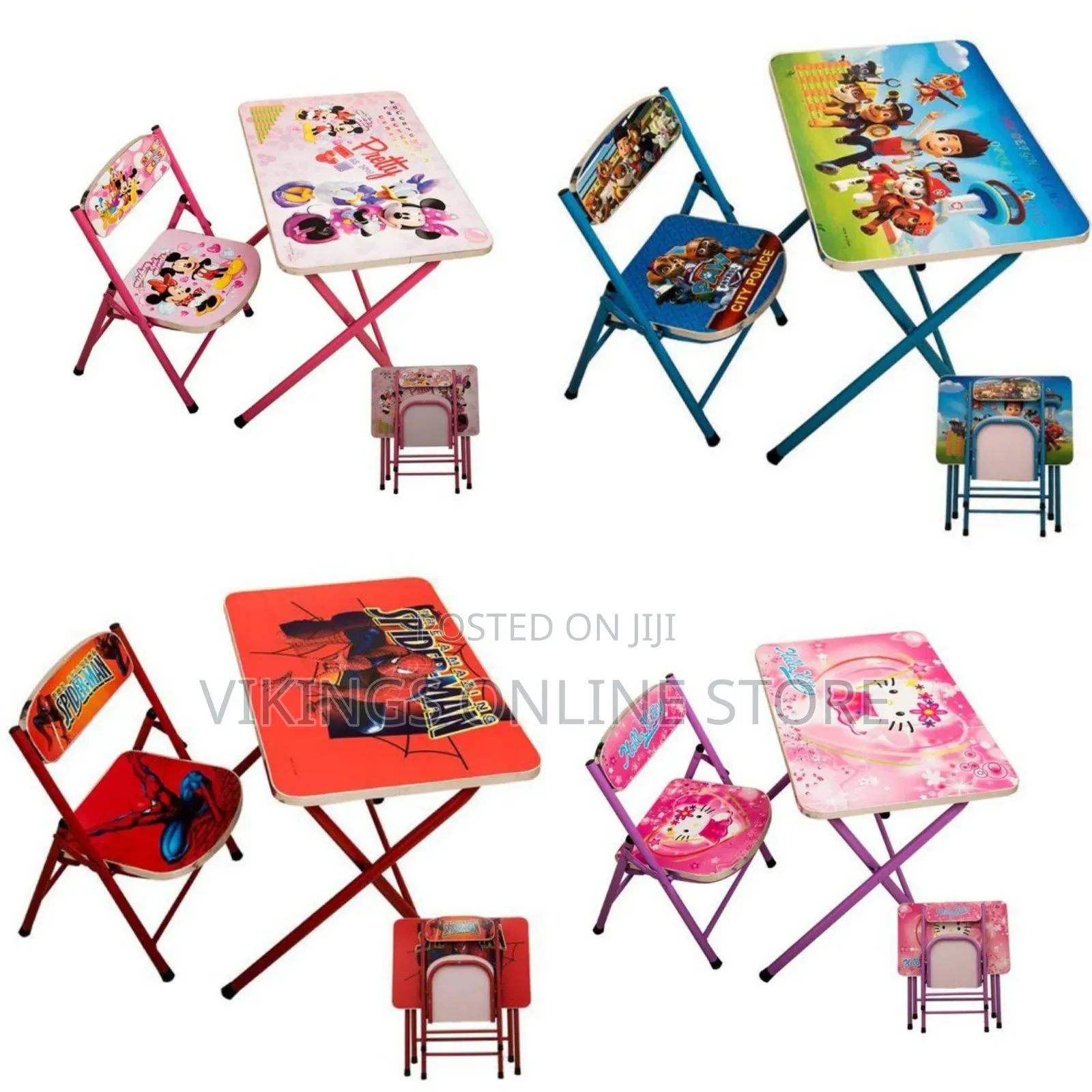 Foldable Characters Kids Table and Chairs Portable Cartoon Activity