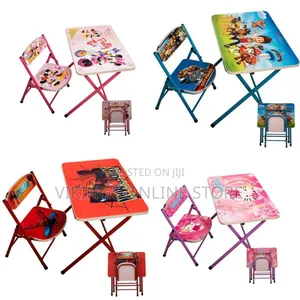 Foldable Characters Kids Table and Chairs Portable Cartoon Activity