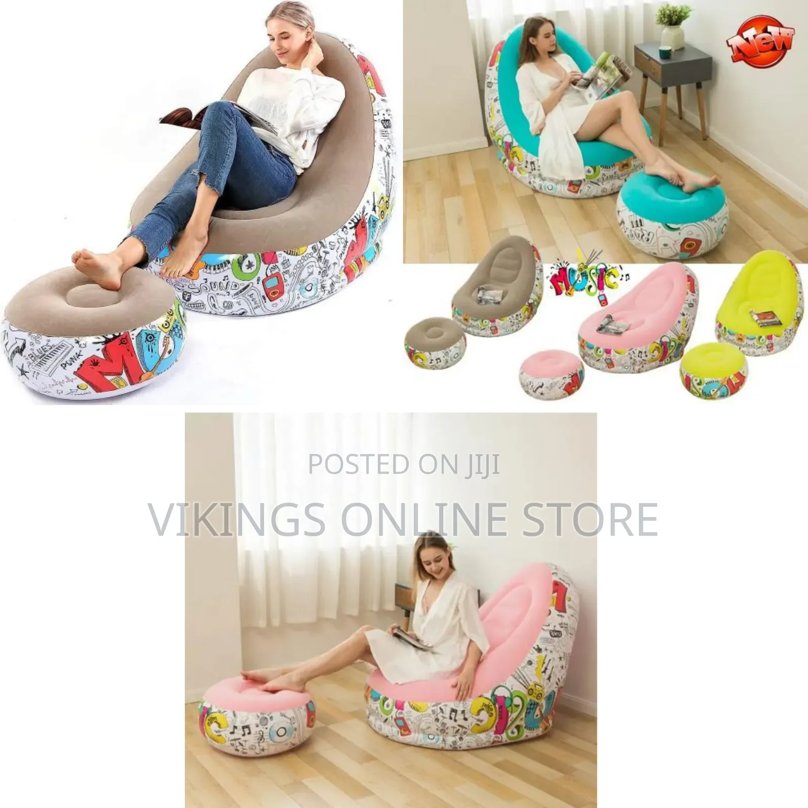 Lazy Sofa, Inflatable Sofa, Family Inflatable Lounge Chair, Graffiti