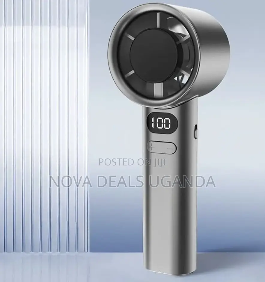 M11 Handheld Fan With Variable Speed Control, Digital Display, Silver