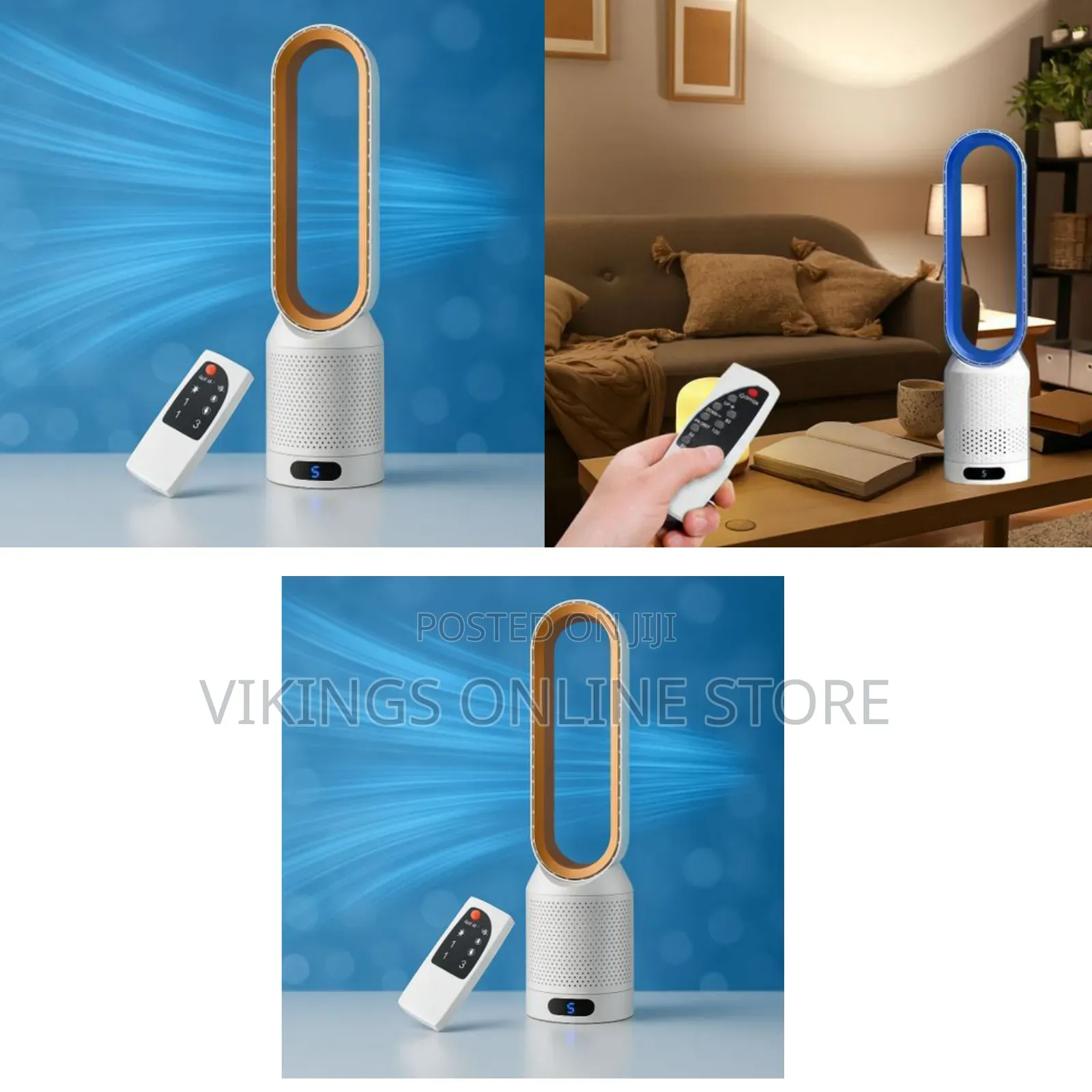 Bladeless Cooling Fan With Air Purification, 20 Inch Tower Fan, 90°