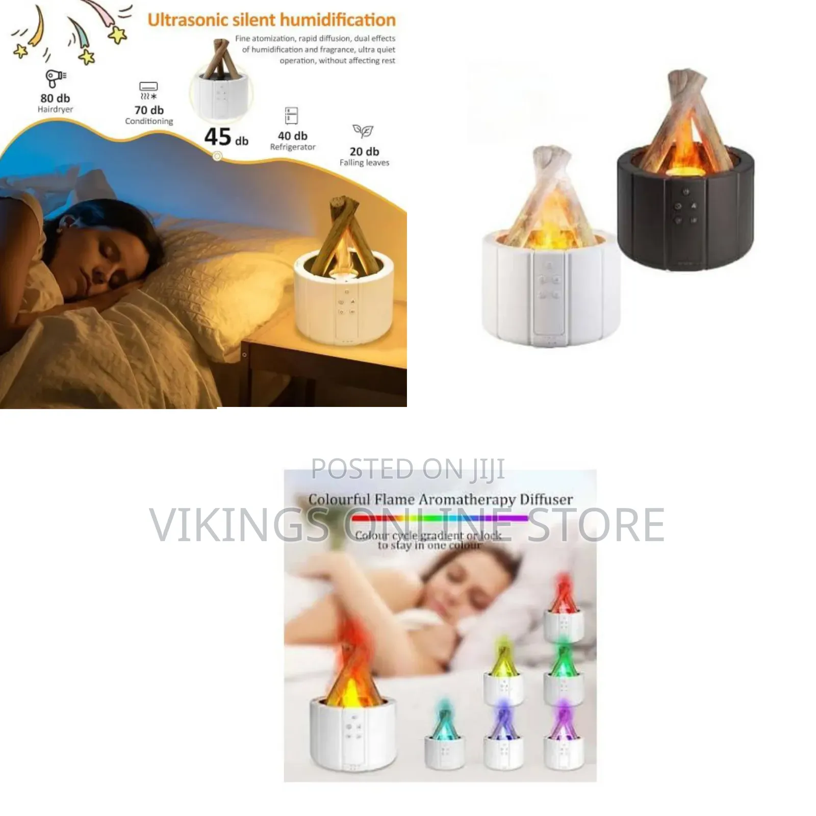 USB Air Ultrasonic 7 Colorful Lights Silent Bonfire Flame Humidifier