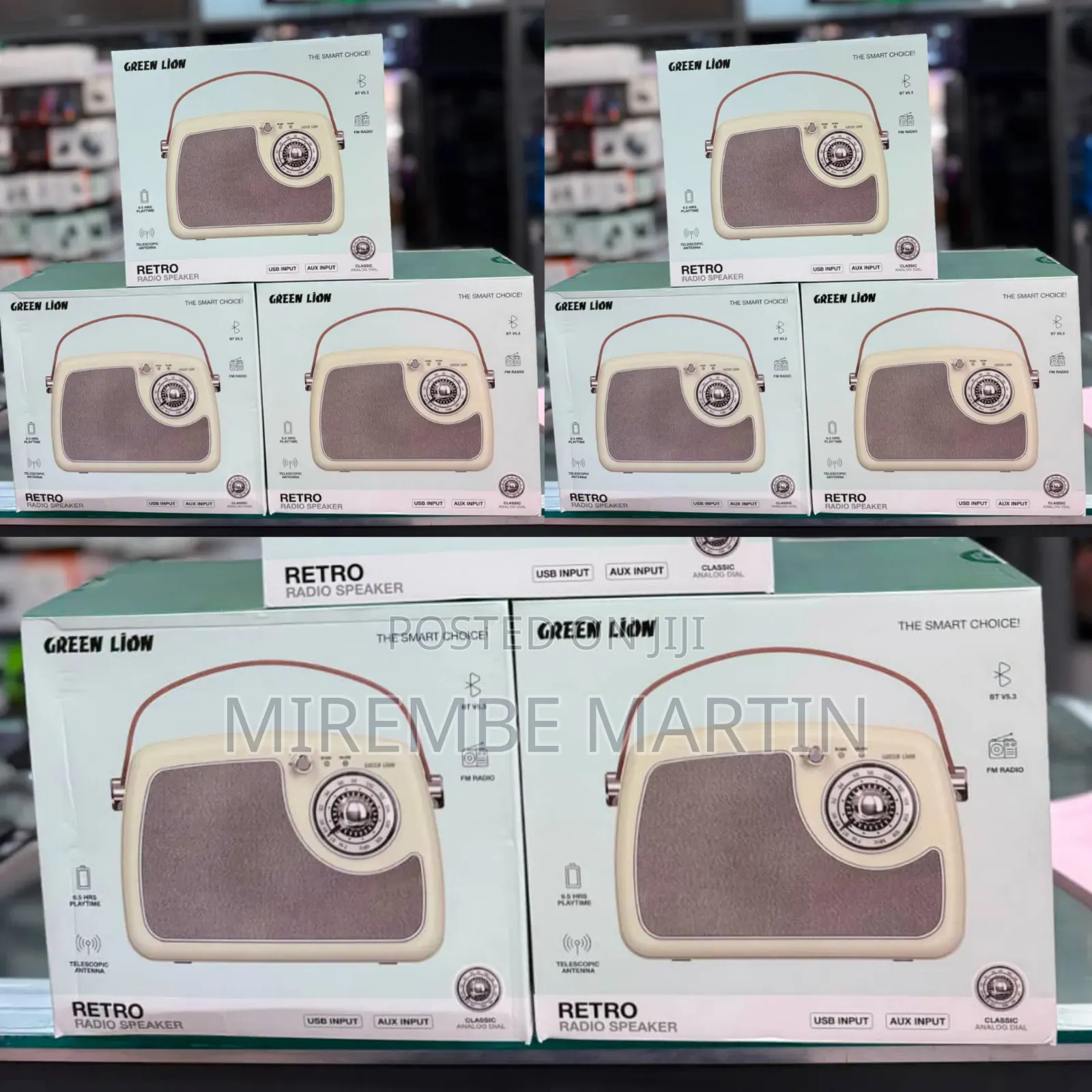Green Lion Retro Radio Speaker Featuring a Classic Analog