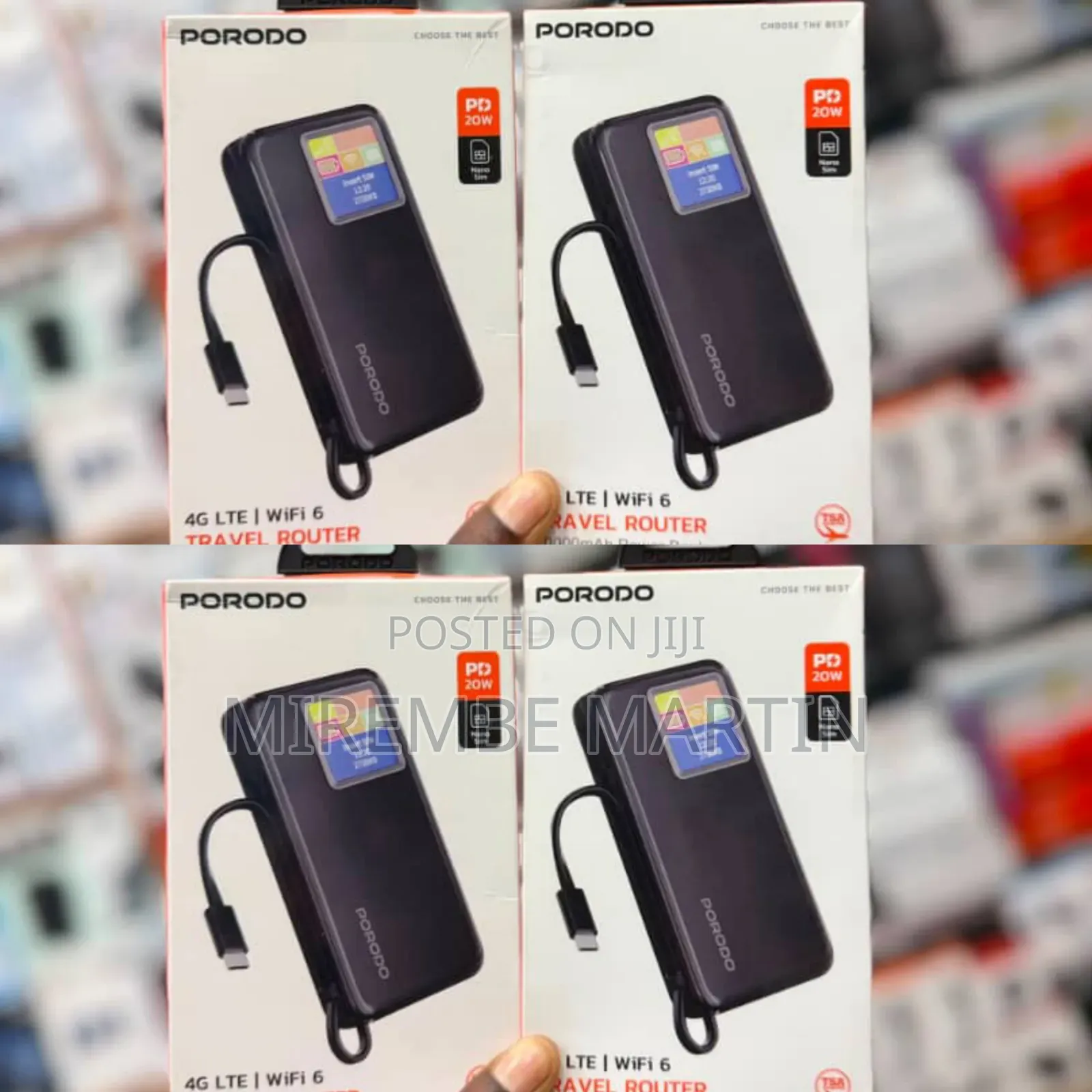 Porodo 4G LTE WiFi 6 Travel Router With a 10000mAh Power Bank