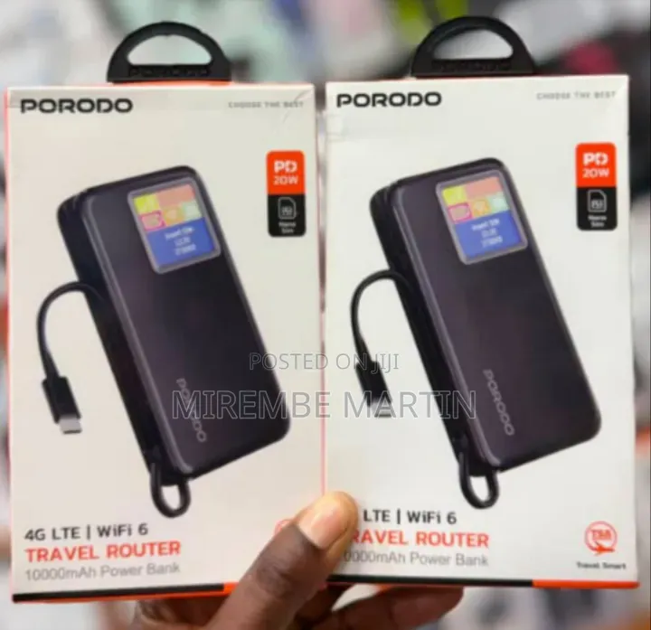 Porodo 4G LTE WiFi 6 Travel Router With a 10000mAh Power Bank