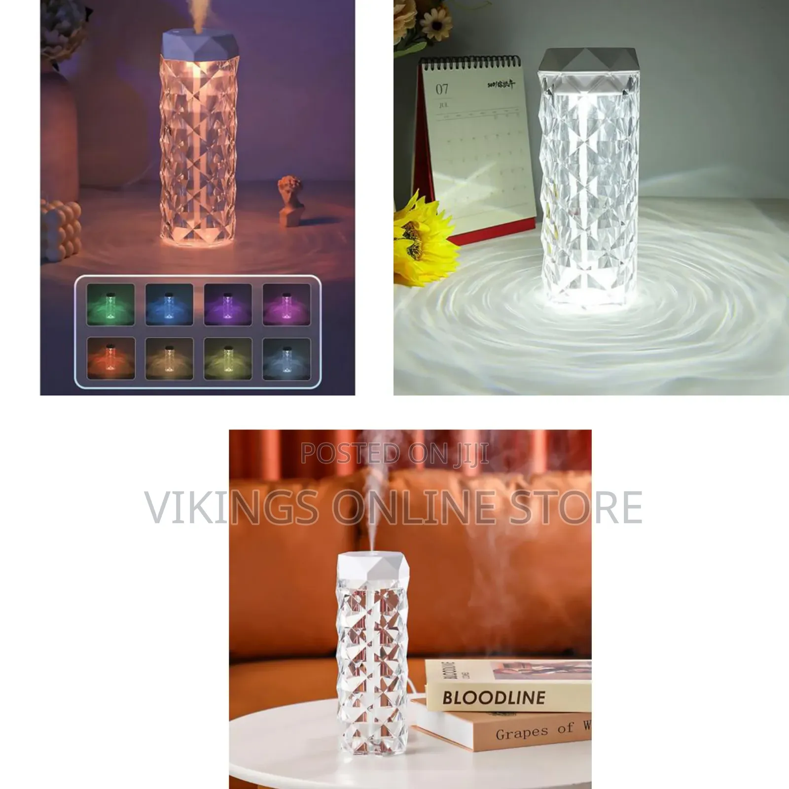 Crystal Lamp Air Humidifier Color Night Light Touch Lamp With Cool Mis
