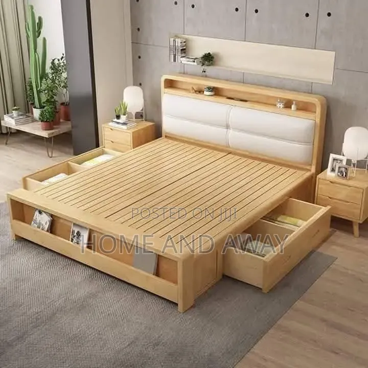 Beds/Full Packaged Wooden Drawer Beds With Bedside Drawers 2,200,000/-