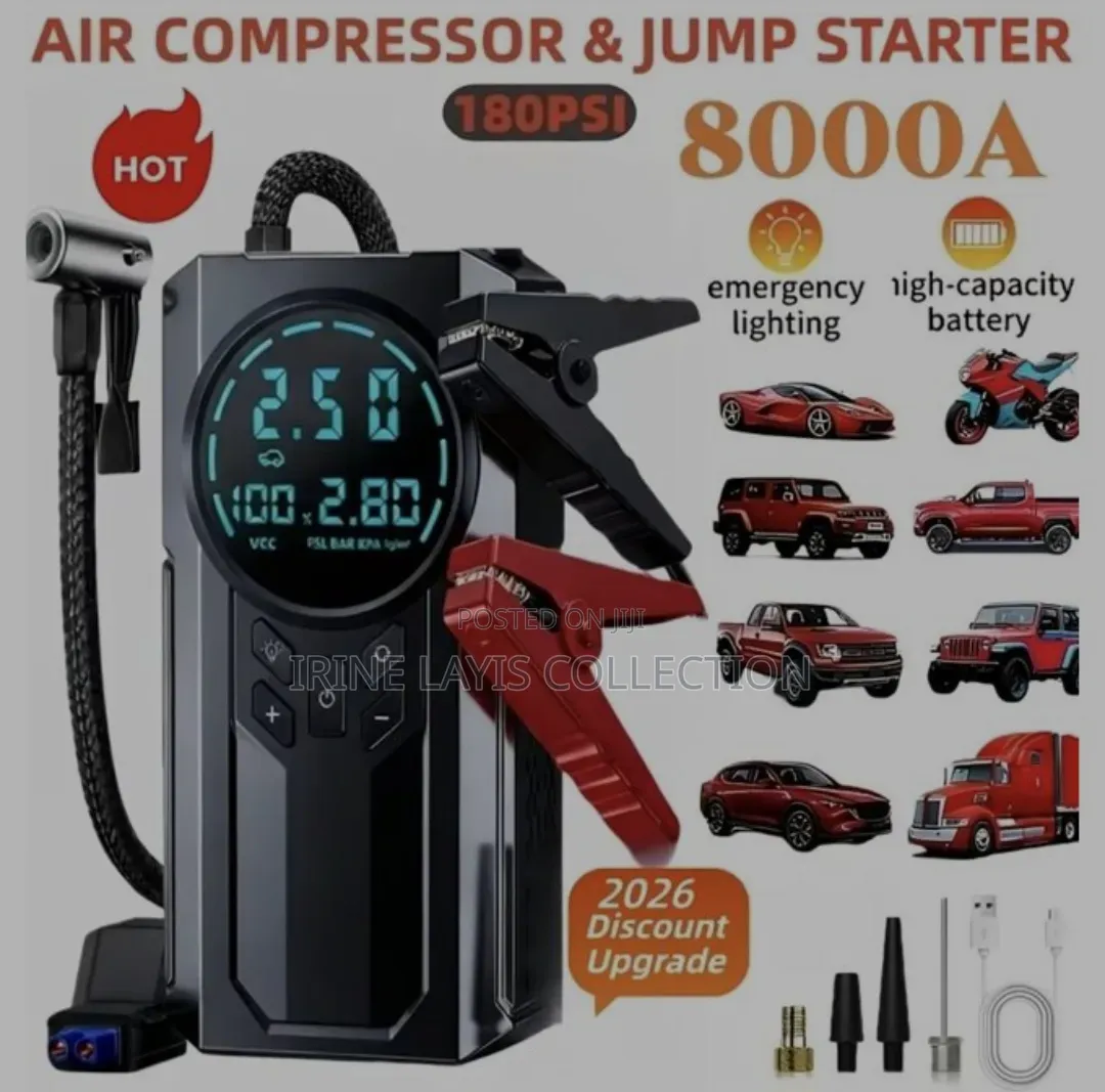 4-in-1 Portable Jump Starter and Air Compressor
