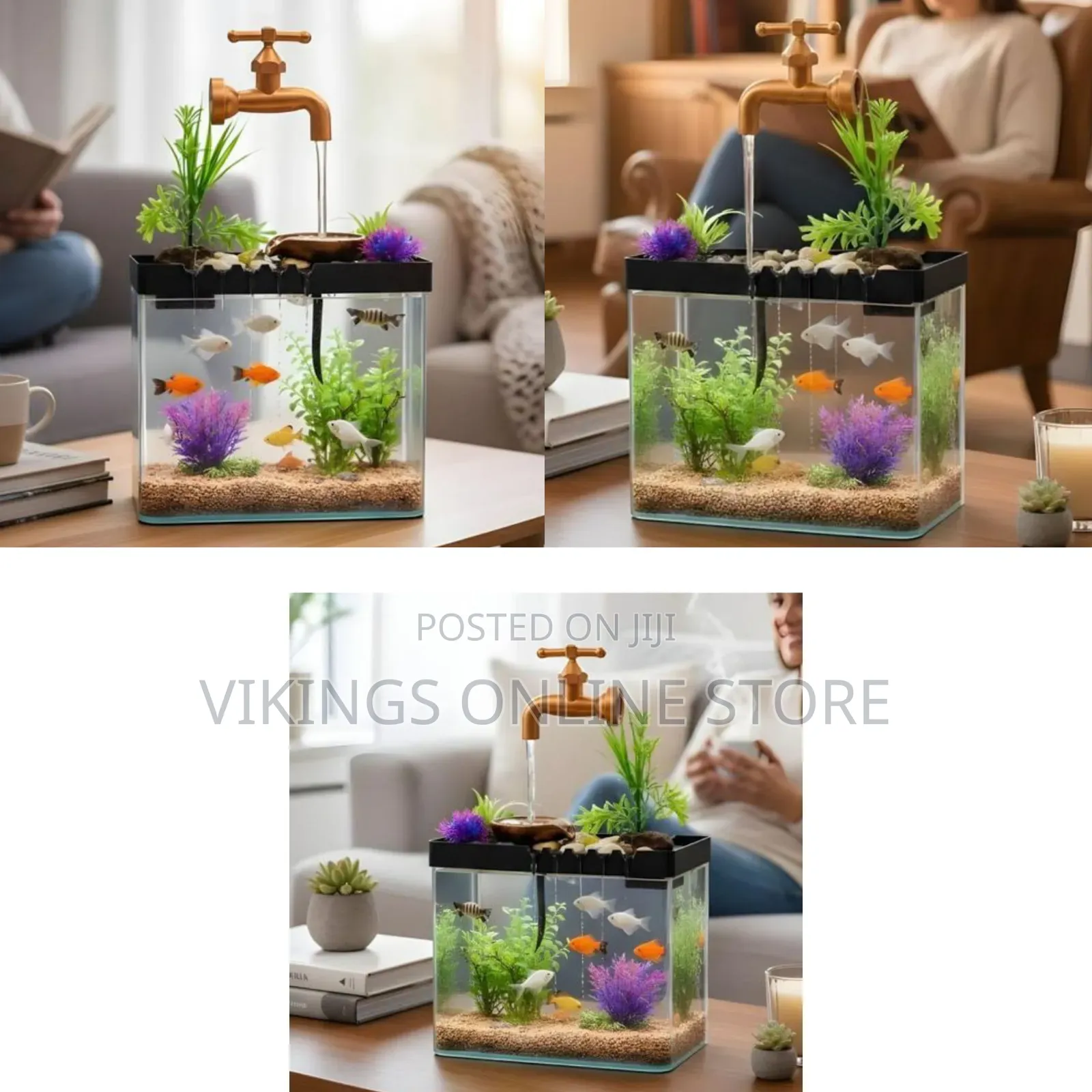 Indoor Electric Fish Aquarium Decorative Water Fountain, 5-in-1