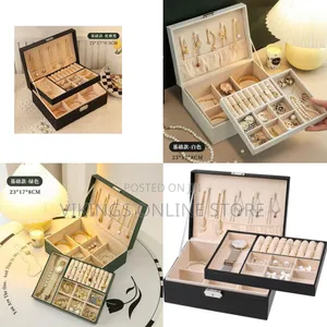 PU Leather 2-Layer Jewelry Box Organizer Travel Jewelry Storage Case