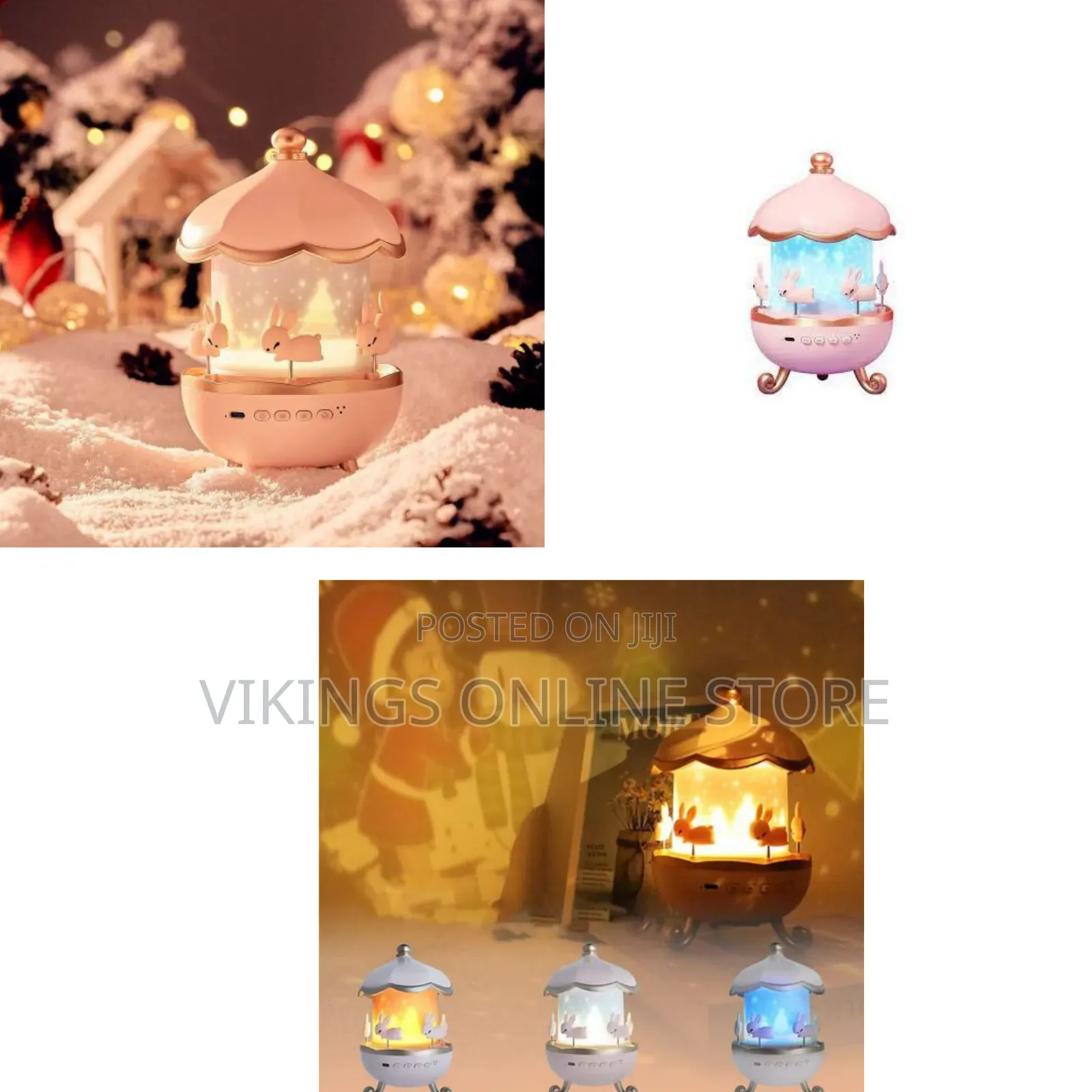 Bunny Carousel Night Light Projector, 6 Set Films Rotating LED Lamp
