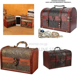 Pirate Vintage Wooden Treasure Storage Chest Box With Lock