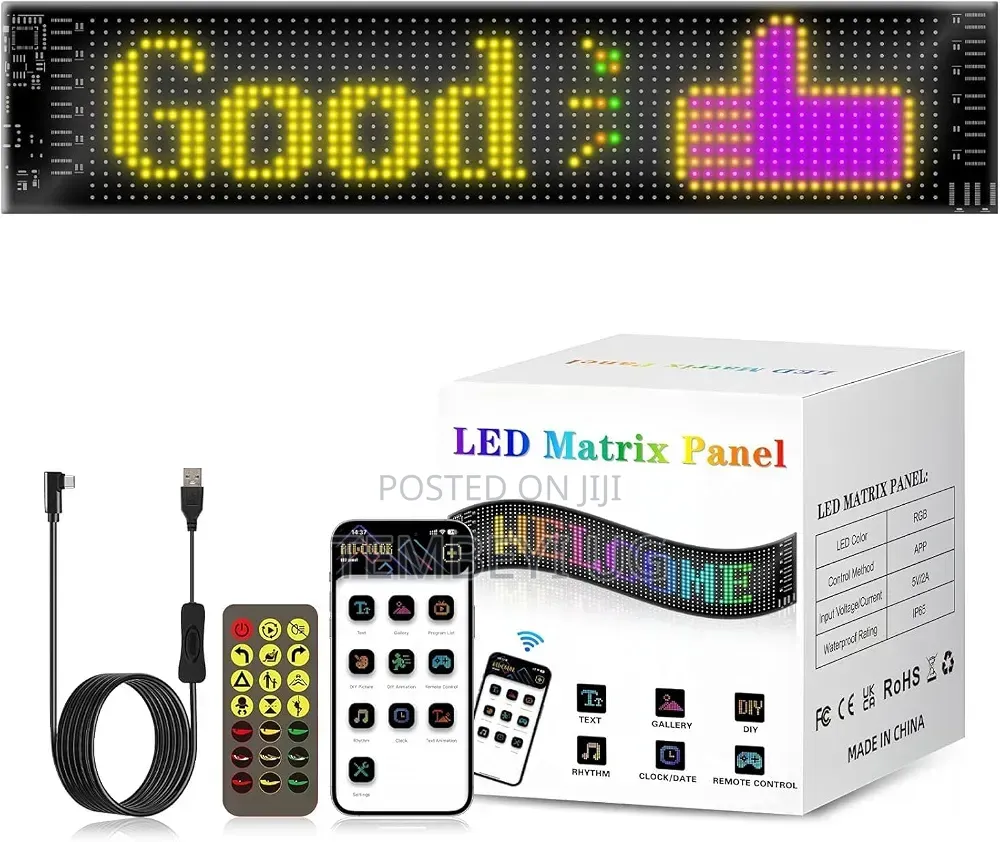 Flexible RGB LED Matrix Panel With App Control, Display USB