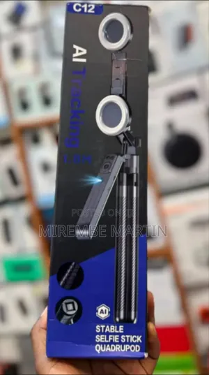 C12 AI Tracking Selfie Stick Quadrupod That Extends Up to 1.8 Meters