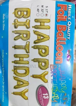 Habile Quality "Happy Birthday" Foil Balloon Banner Set in Gold