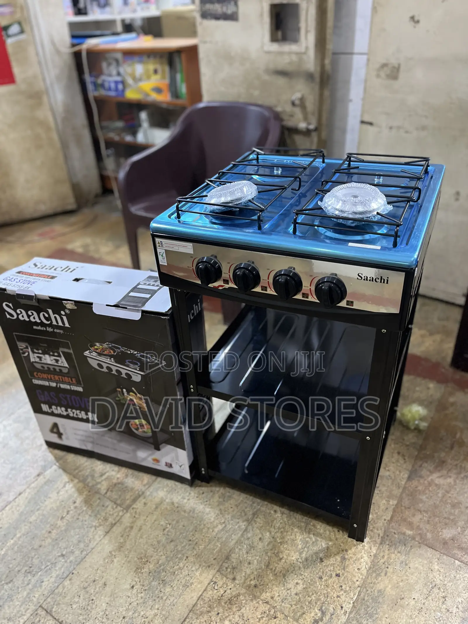 Saachi NLGAS-5256-BK 4 Burner Gas Cooker With Stand – Stylish, Durable