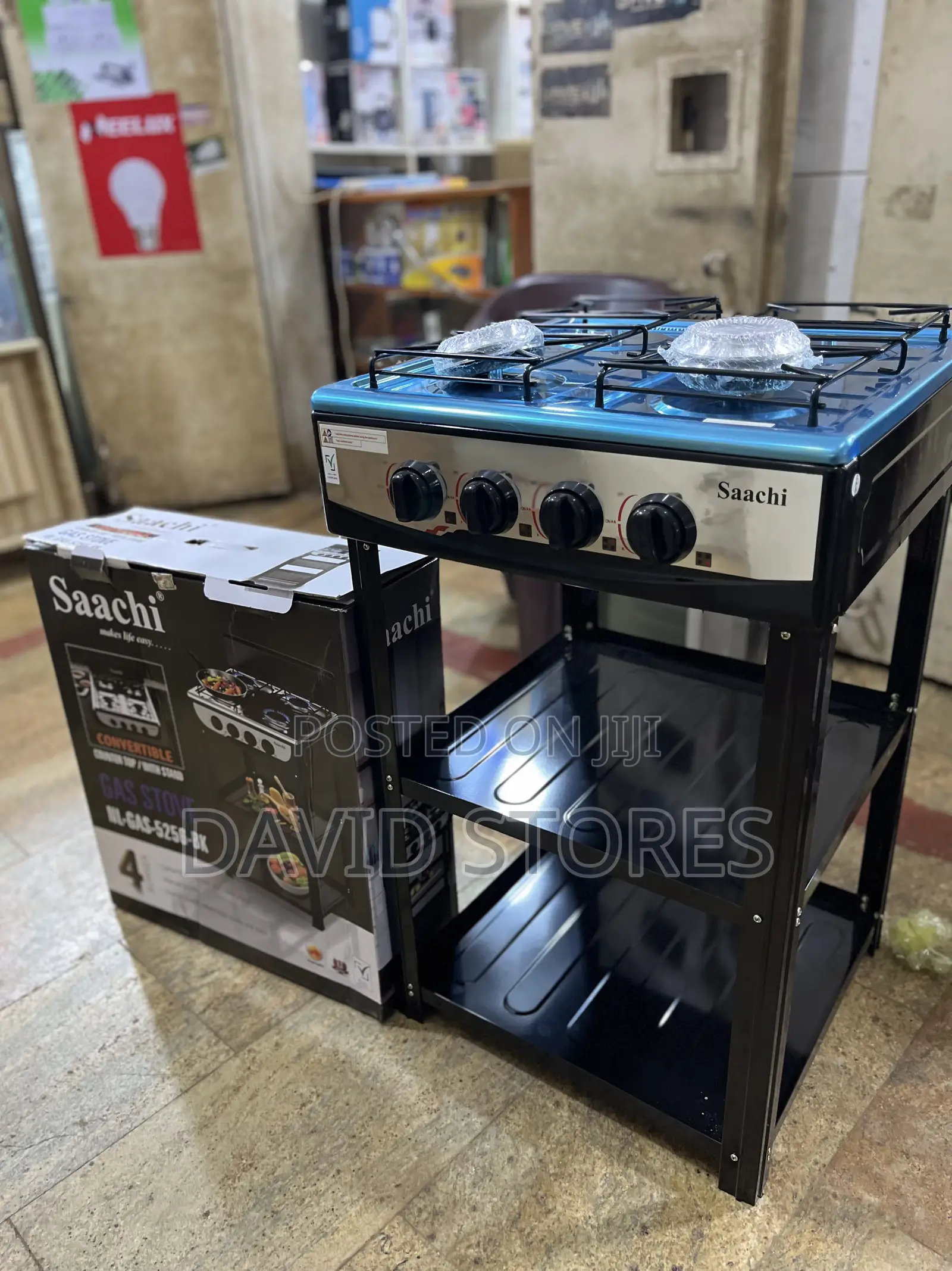 Saachi NLGAS-5256-BK 4 Burner Gas Cooker With Stand – Stylish, Durable