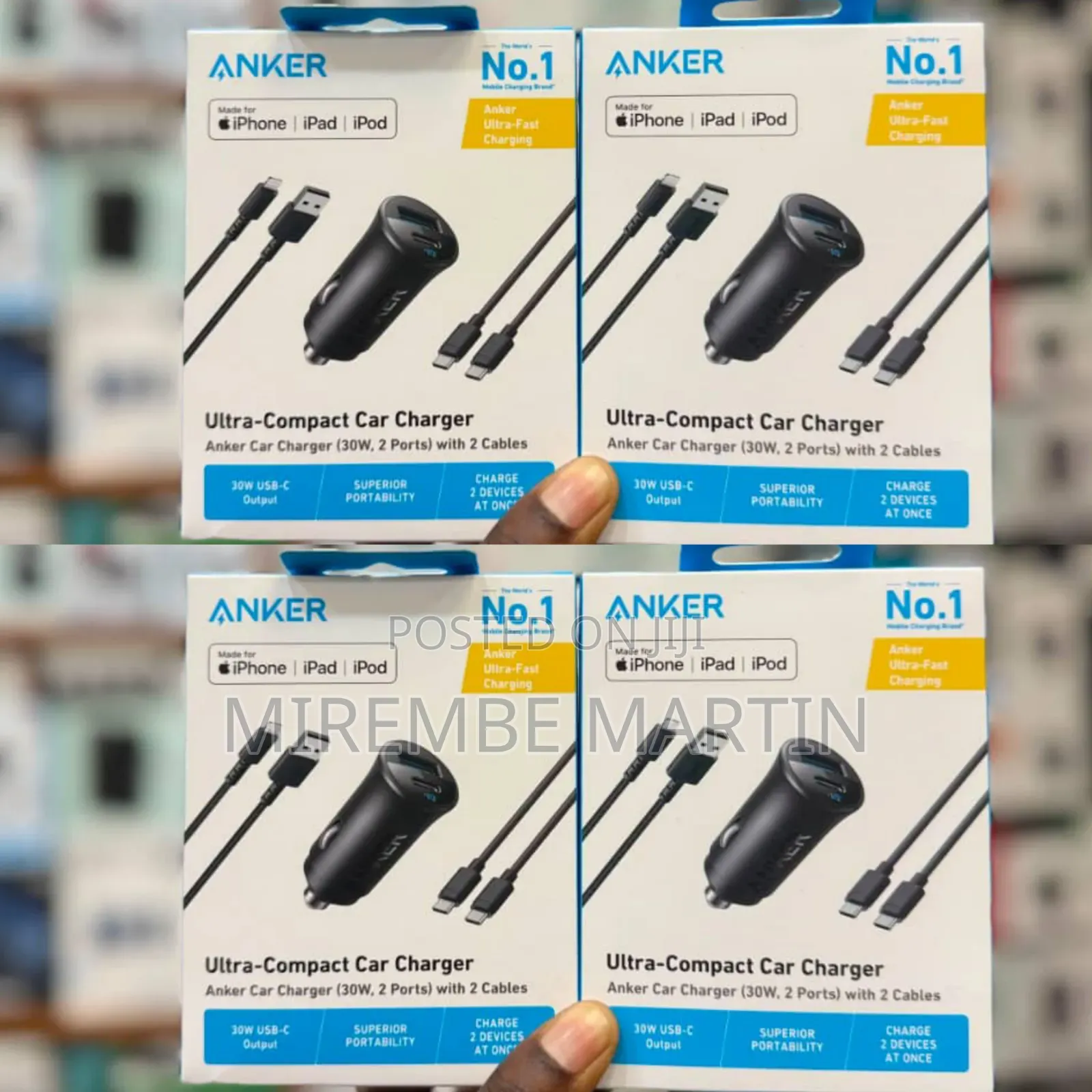 Anker Ultra-Compact 30W Car Charger Featuring Dual Ports for Simultane
