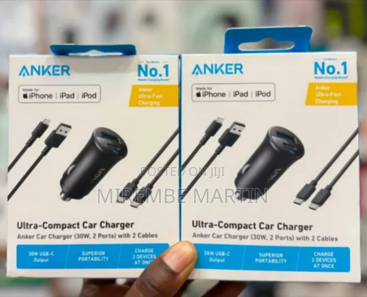 Anker Ultra-Compact 30W Car Charger Featuring Dual Ports for Simultane