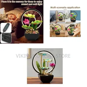 Flower Tabletop Water Fountain Waterfall Fountain 3-Tier Lotus Desktop