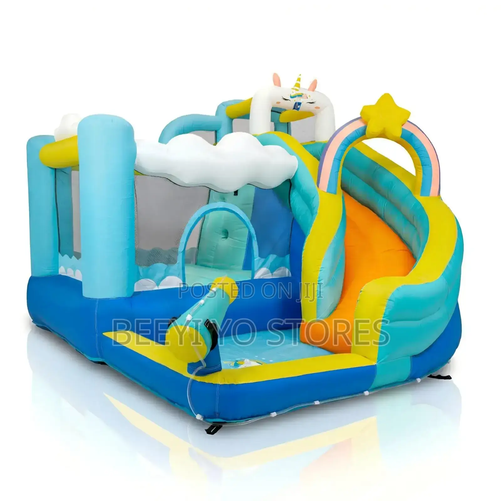 Unicorn Rainbow Theme Inflatable Bouncy Castle With Slide Pool