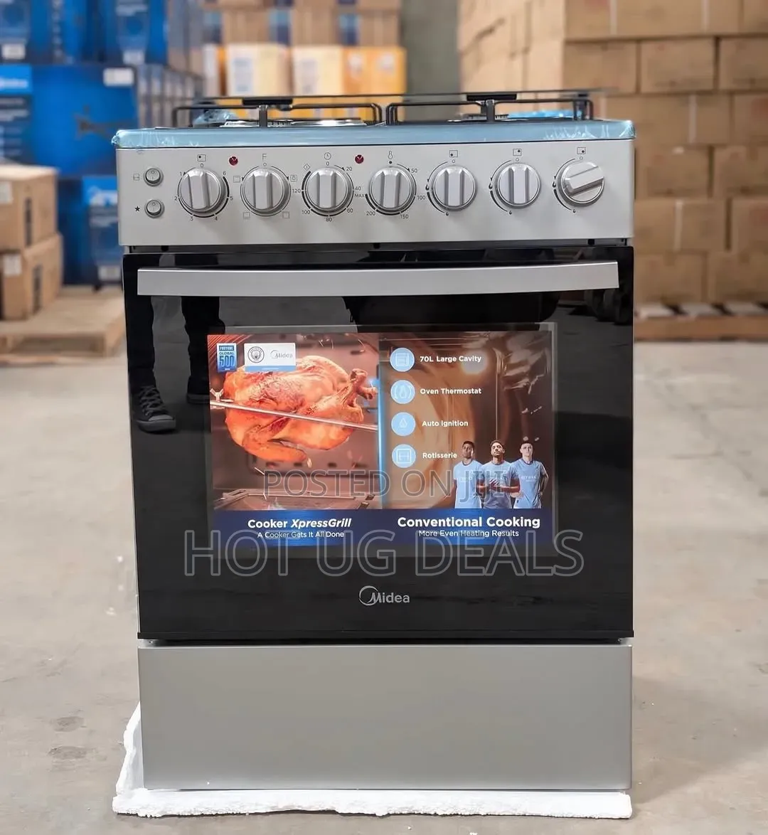 Midea 60x60 3 Gas + 1 Electric Cooker With Turbo Fan Rotisserie