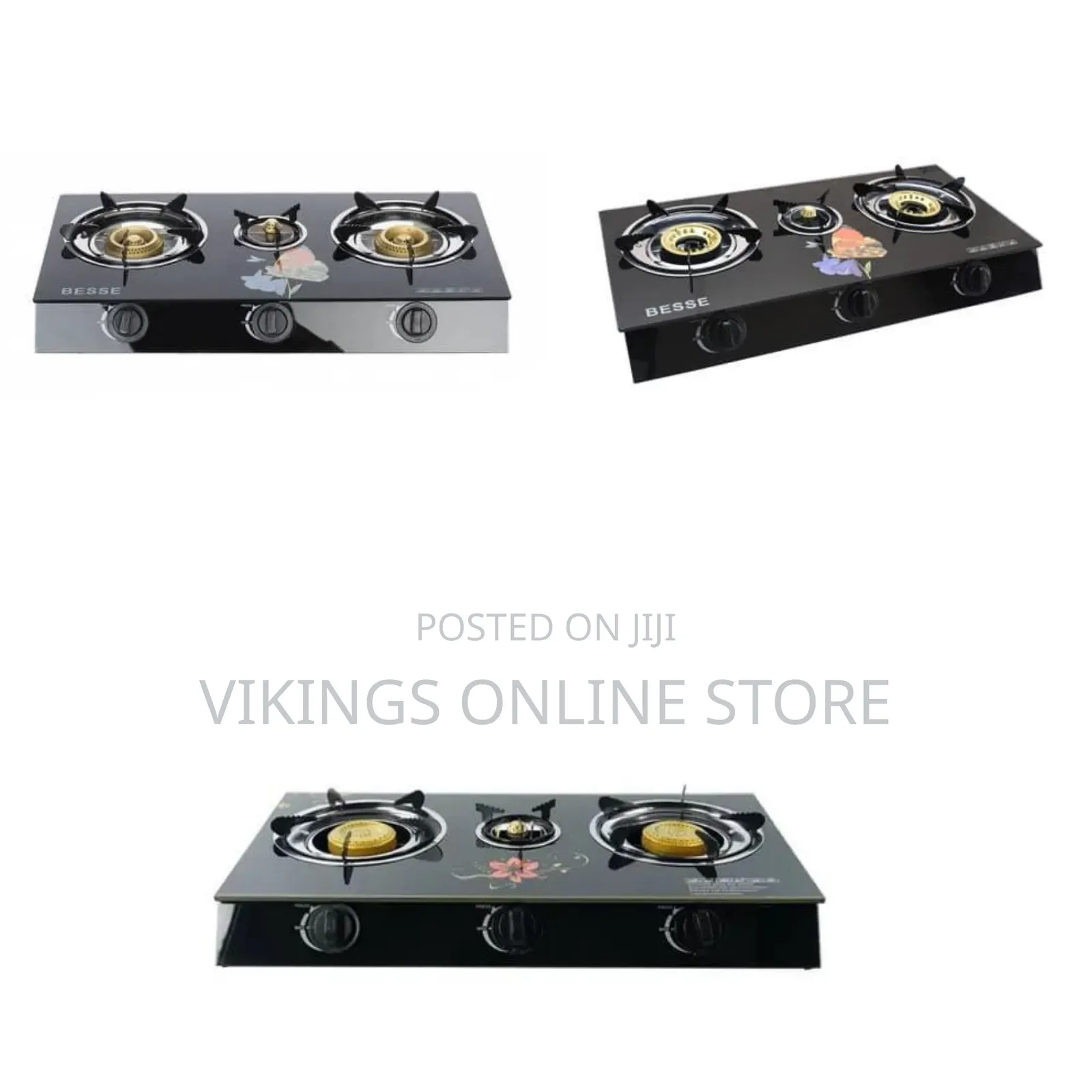 Besse Automatic Deluxe 3-Burner Glass Gas Stove With Electronic