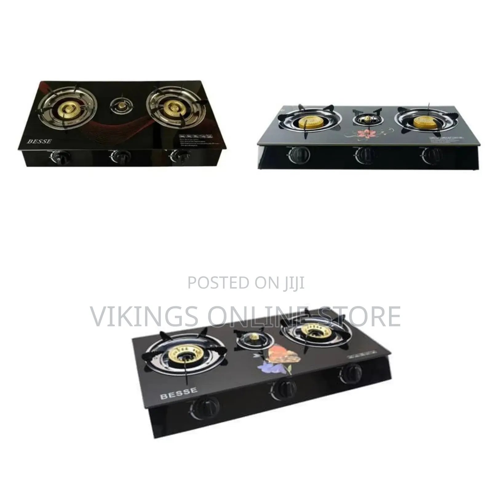 Besse Automatic Deluxe 3-Burner Glass Gas Stove With Electronic