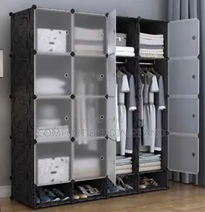 Four Column Plastic Closet With Double Hanging Rail Back