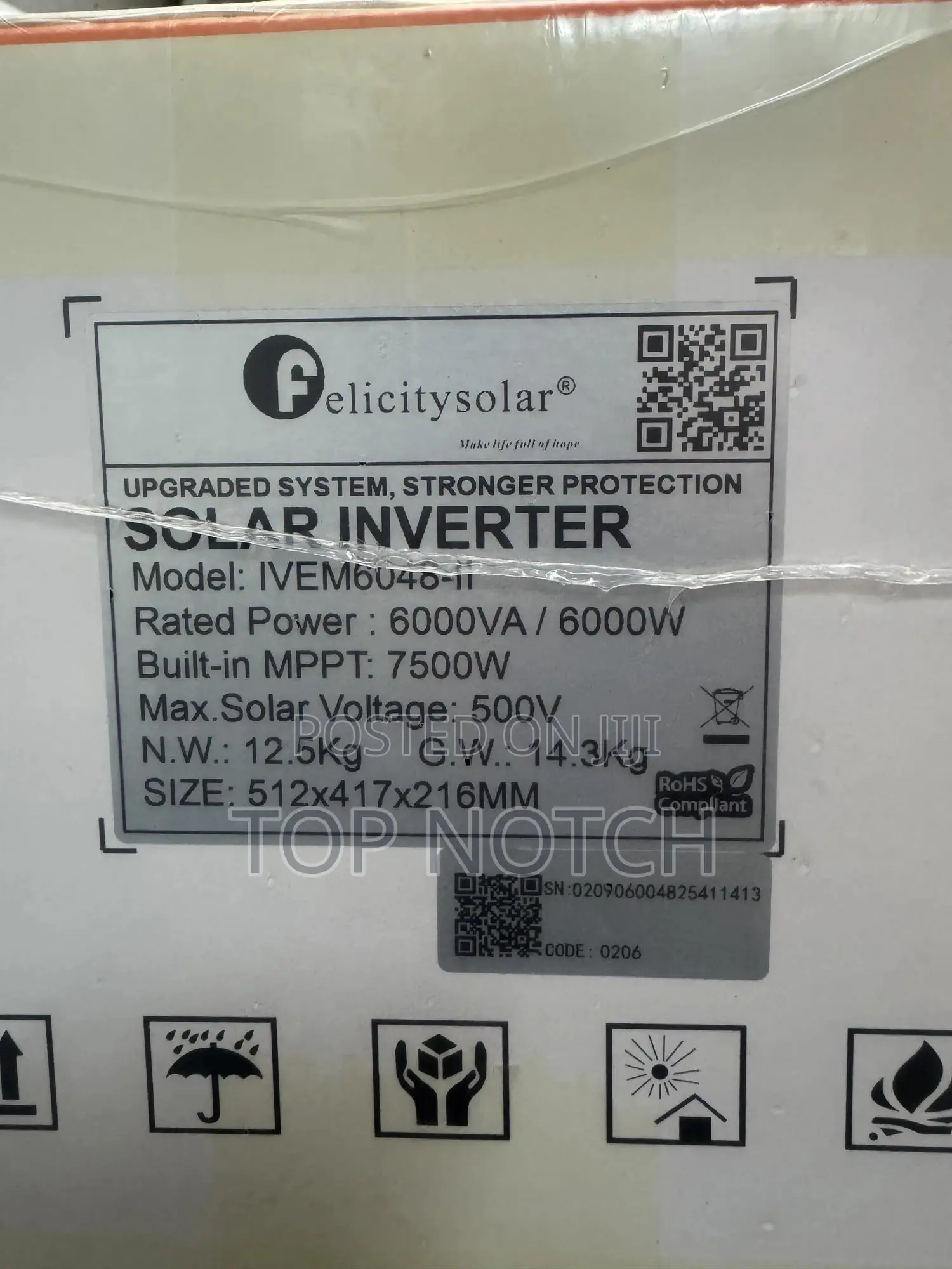 6kva/6000w, 48v Felicity Hybrid Solar Inverter