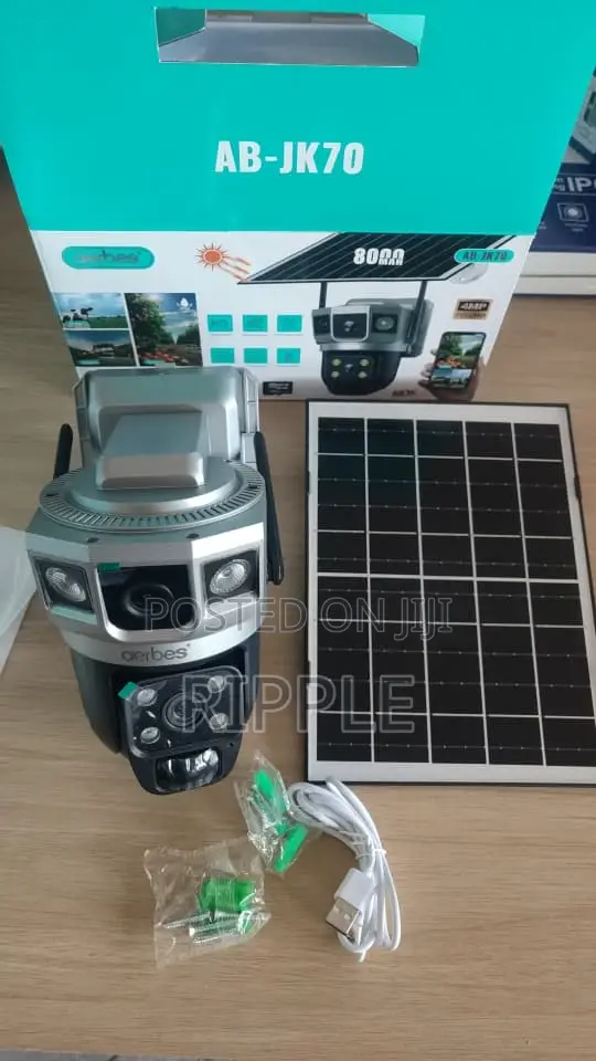 Aerebes WiFi Solar PTZ Security Camera With 3 Lenses AB-JK70-W