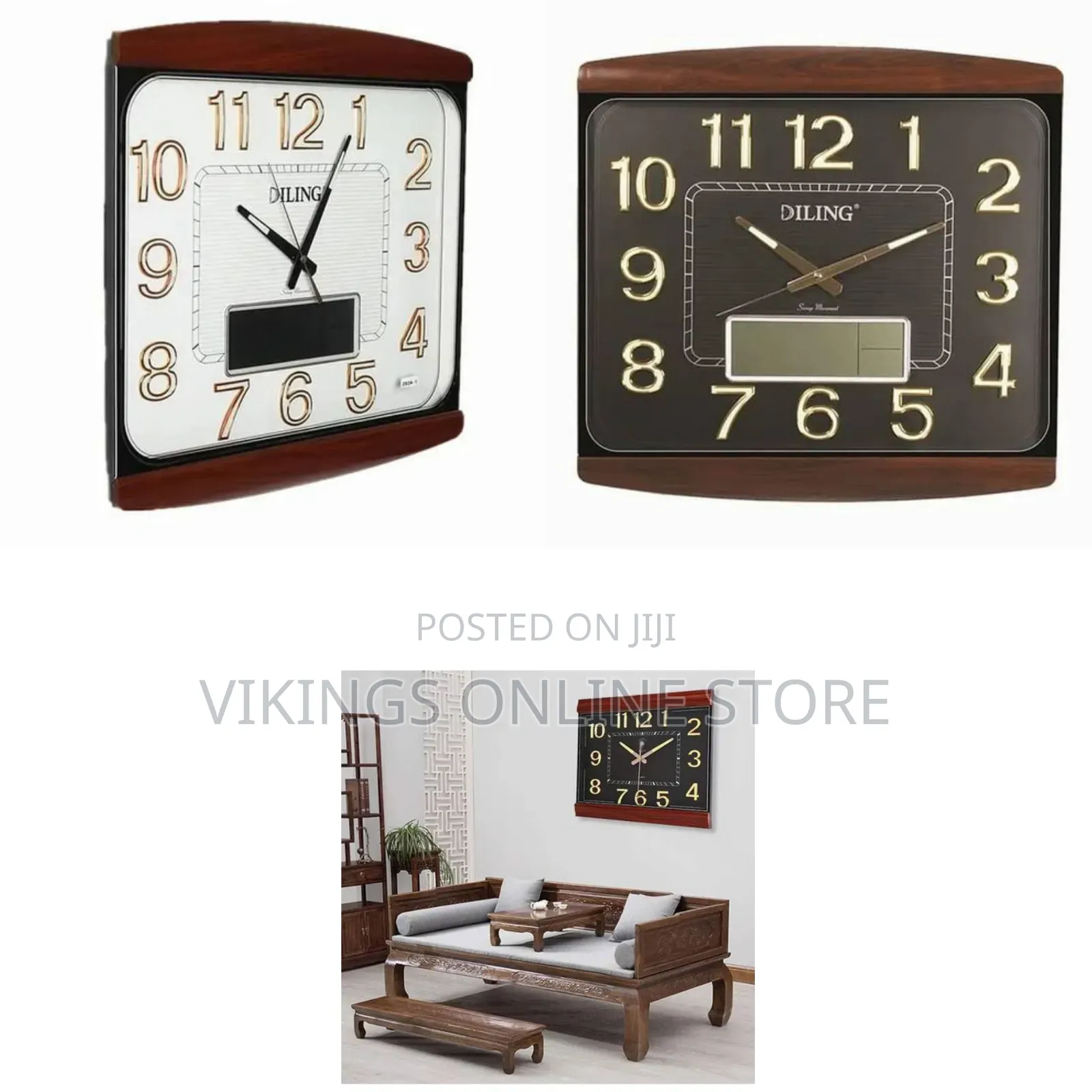 Home Decoration Plastic DILING Square Clock Large LCD Date Nightlight