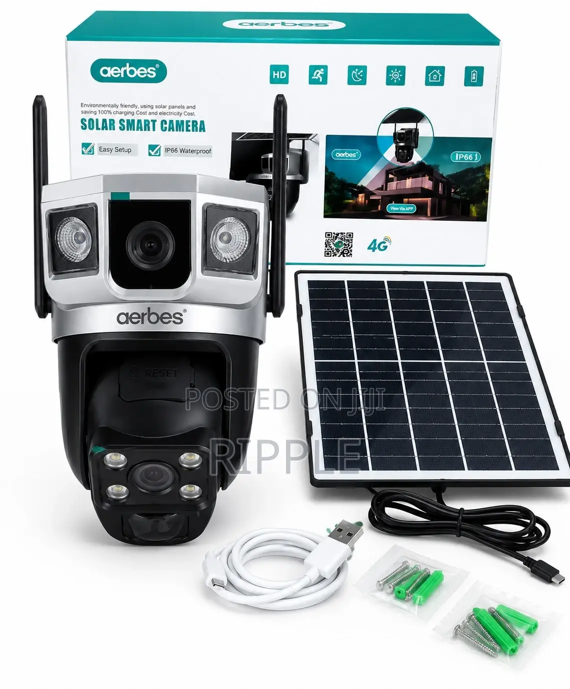 Aerbes 4G Solar PTZ Security Camera With 3 Lenses AB-JK70-G