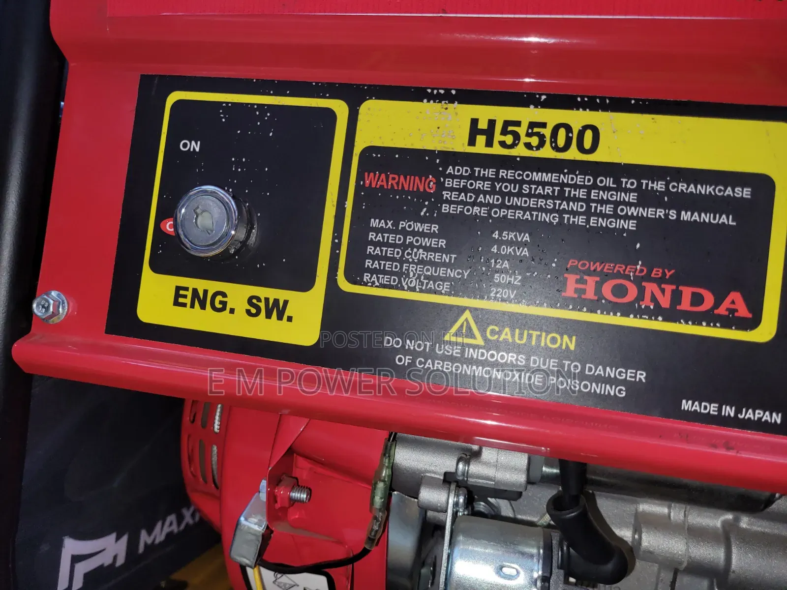 Honda Petrol Generator Key Start and Manual