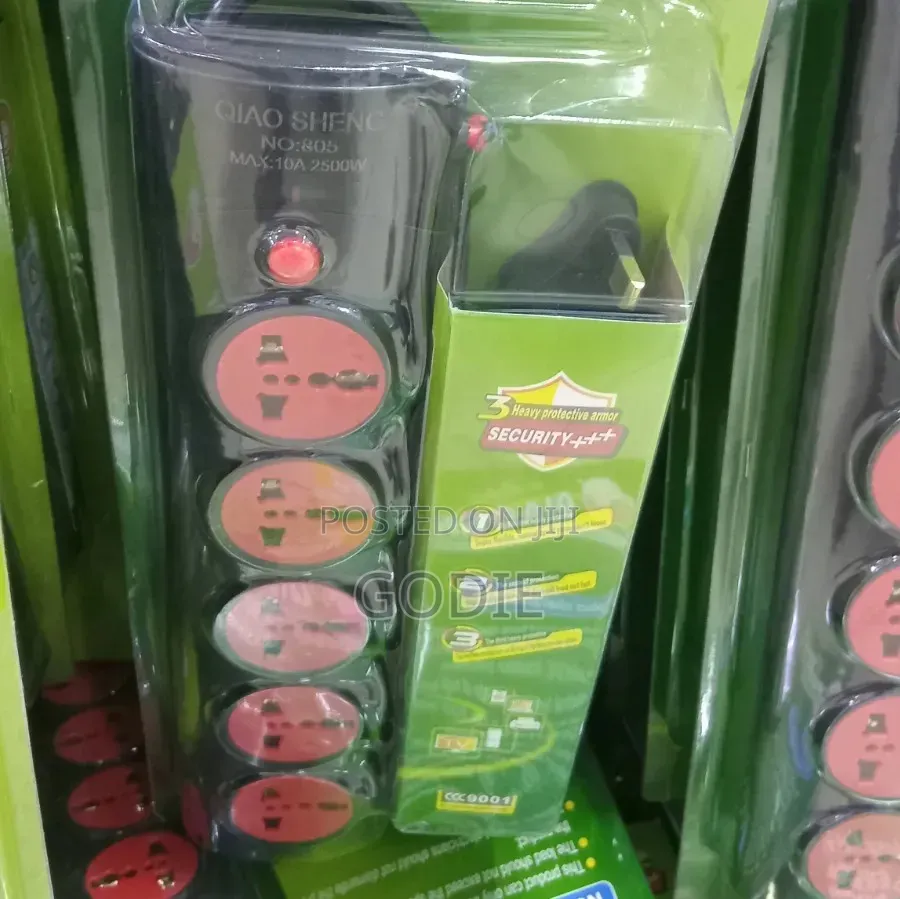 Qiaosheng 5-Way Extension Socket 10A,2500W.