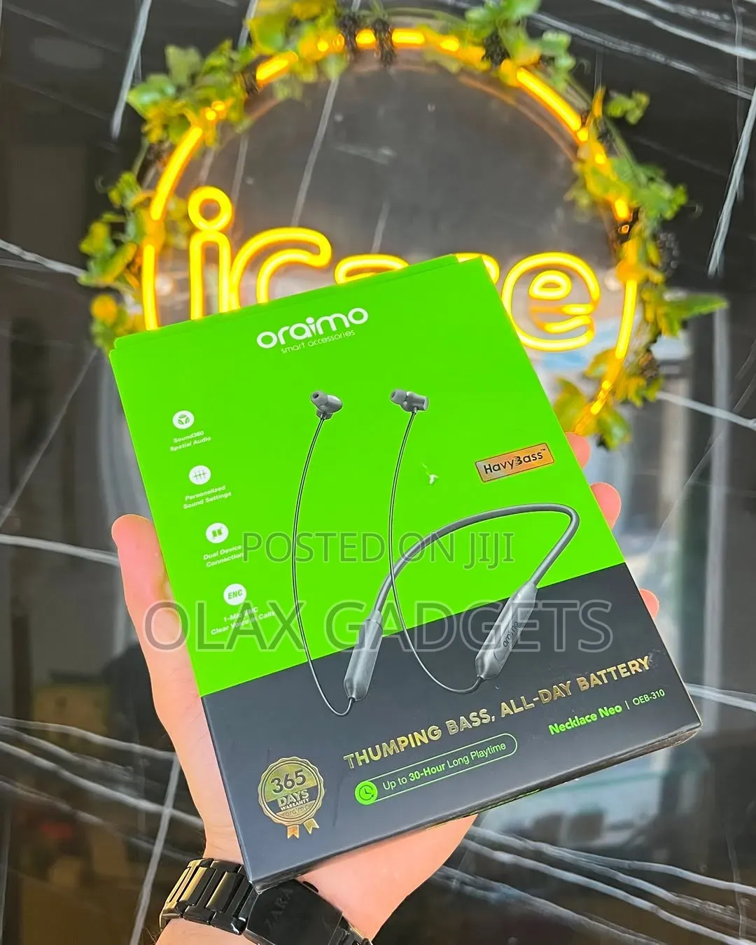 Oraimo Necklace Neo Wireless Neckband - Heavy Bass, 30hrs Battery