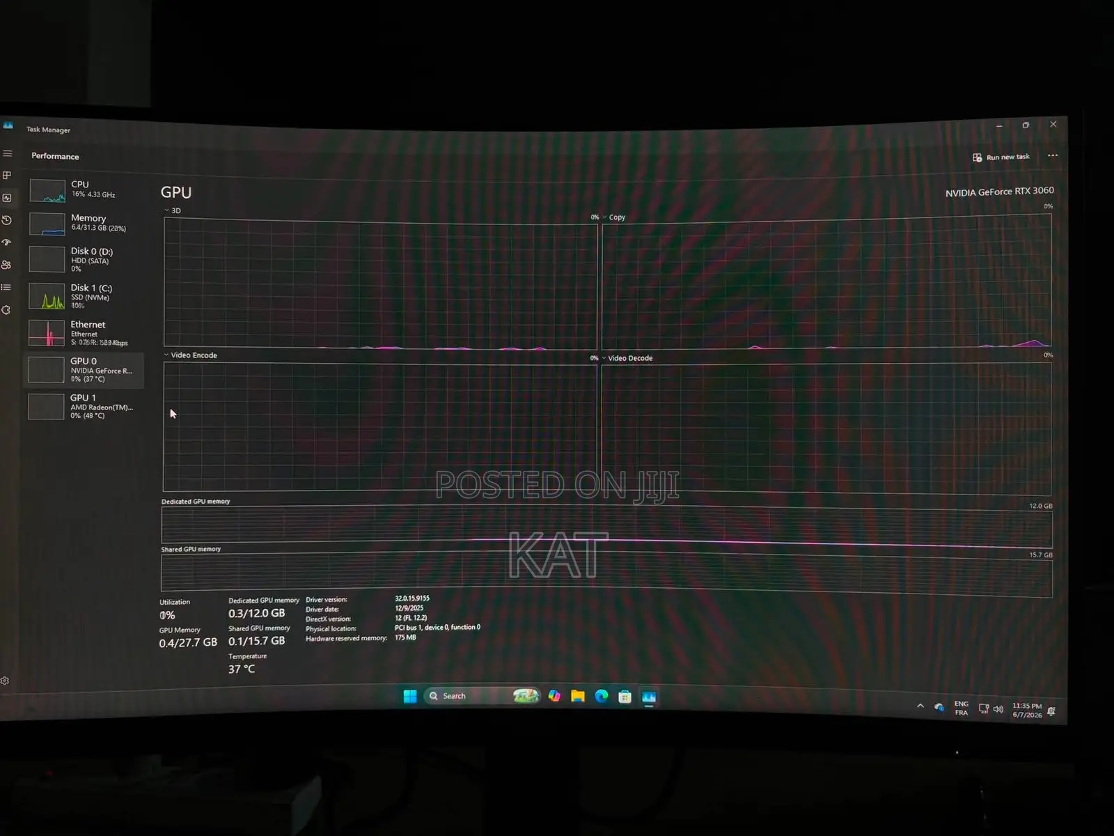 New Desktop Computer HP Victus 15L 32GB AMD Ryzen 7 HDD+SSD 1T