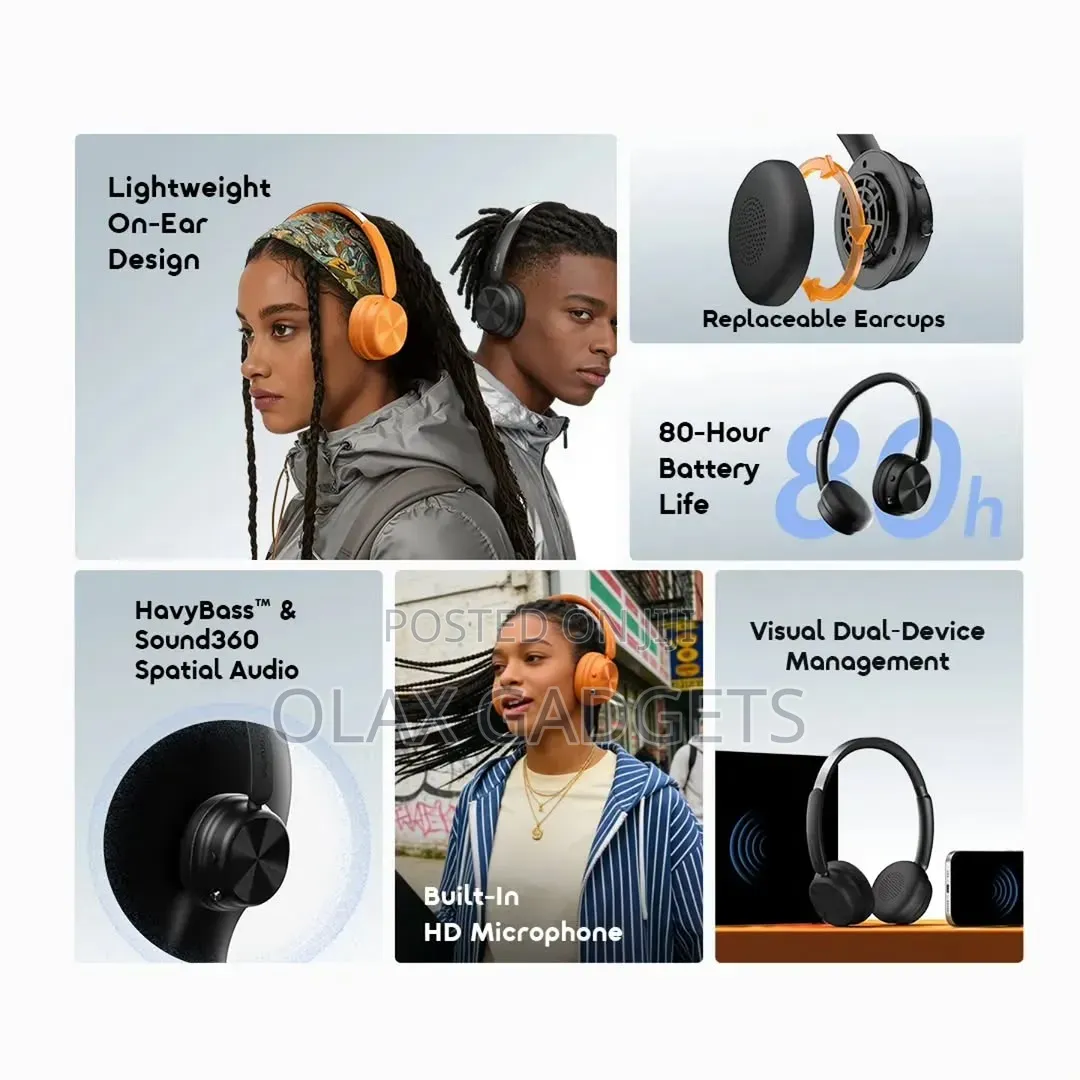 Brand New Oraimo BoomPop Air - 80Hr Battery Wireless Headphones