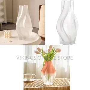 Modern Art Twists Ceramic Flower Vase, Irregular Shaped Clear Glass
