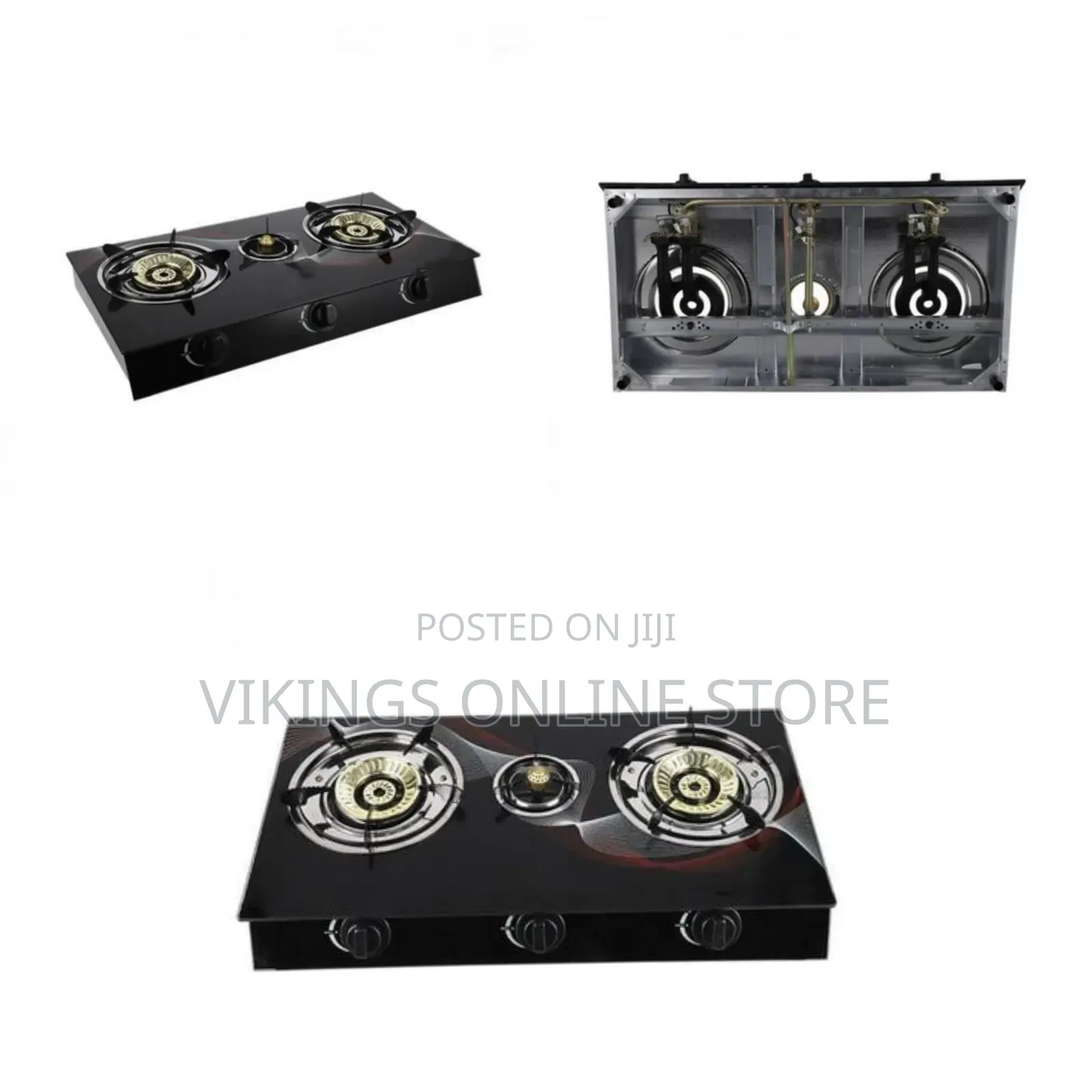 Deluxe 3-Burner Glass Gas Stove With Electronic Ignition Split Furnce
