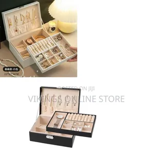 PU Leather 2-Layer Jewelry Box Organizer Travel Jewelry Storage Case