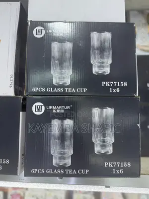 12-Piece Premium Ribbed Glass Tea Cups Set 480ml - Wholesale Deal