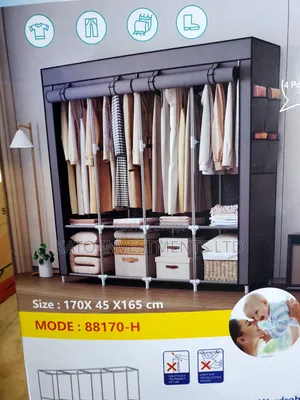 4 Coloum Storage Wardrobe With 4 Hanging Clothes Poles